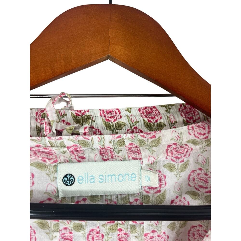Ella Simone Floral Pajamas Set 1x Moroccan Rose Capri Women’s Cotton Pink Green - Picture 6 of 12